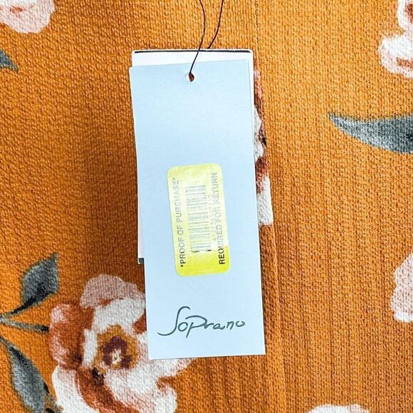 2/$30 Soprano Orange Cold Shoulder Floral Print Boho Tunic Mini Dress Small - Picture 9 of 11